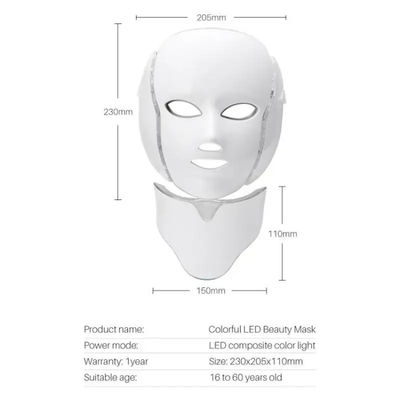 comprar Mascarilla de la luz LED del fotón de PDT facial y colores de la terapia 7 de la belleza de la piel del cuello fabricación en línea