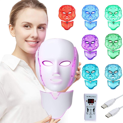 comprar 7 llevó el azul ligero del cuidado de piel de la terapia de la mascarilla y la luz roja para la máscara del fotón del acné fabricación en línea
