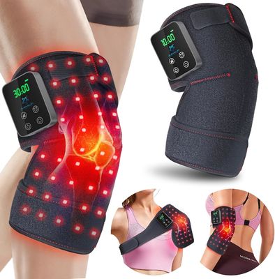 660nm 850nm Massager de rodilla de terapia de luz roja Infrarrojo + vibración + calor, inalámbrico y recargable para aliviar el dolor articular
