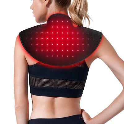 Capa de terapia con luz infrarroja portátil    660nm & 850nm Luz roja con control remoto inalámbrico, temporizador y vibración para aliviar el dolor de cuello, hombro y espalda