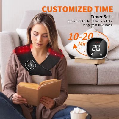 Capa de terapia de luz roja infrarroja flexible  660nm/850nm envoltura inalámbrica para dolor de hombro, masaje de vibración y recuperación muscular