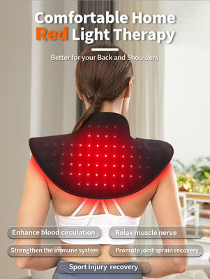 Revestimiento portátil para el cuello y el hombro con terapia de luz roja Luz infrarroja +vibración para aliviar el dolor en la parte superior del cuerpo 660nm/850nm infrarrojo con masaje de vibración, controlador inalámbrico para el dolor